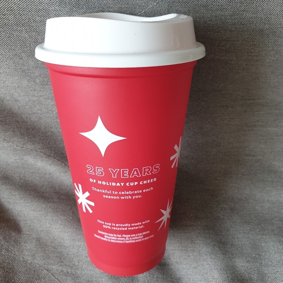 New- 2022 Starbucks red cup- reusable - 16oz- 25 years anniversary - Picture 2 of 5